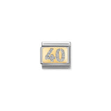 A Nomination charm link featuring a silver glitter number 40