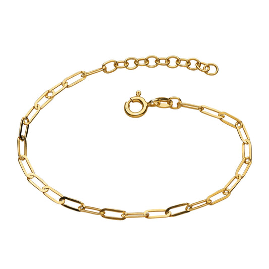 A gold chain bracelet with long oval links