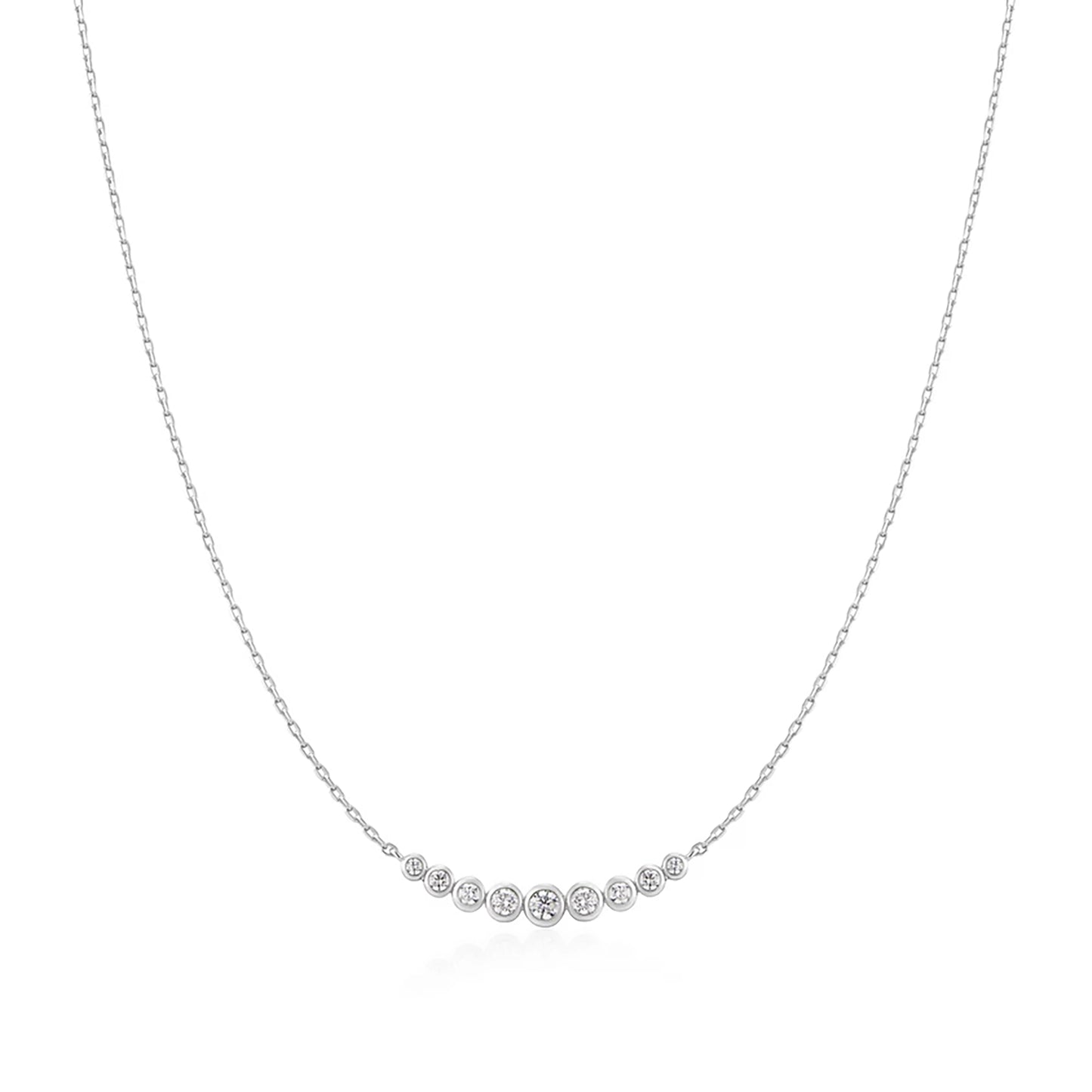 Graduated Bezel-Set Silver | Necklace