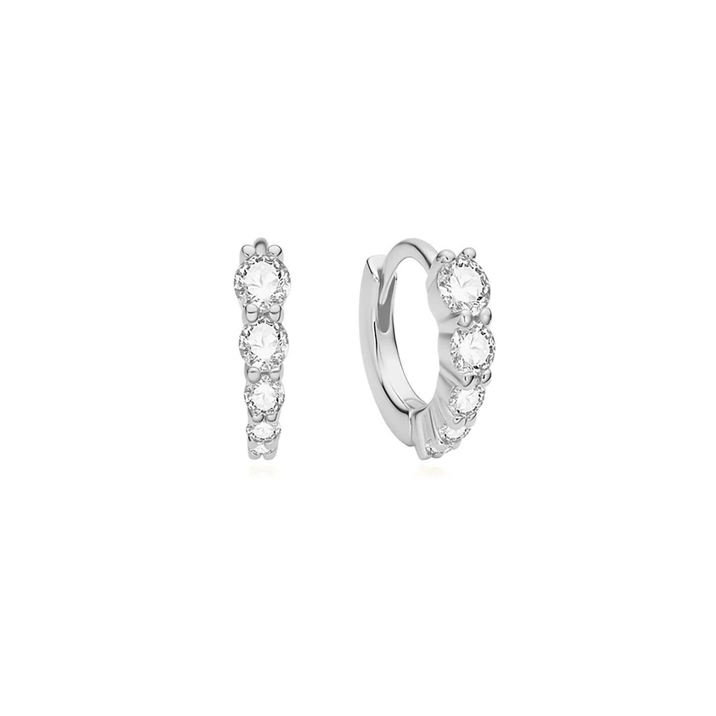 Graduated Sparkle Silver Huggie | Hoops