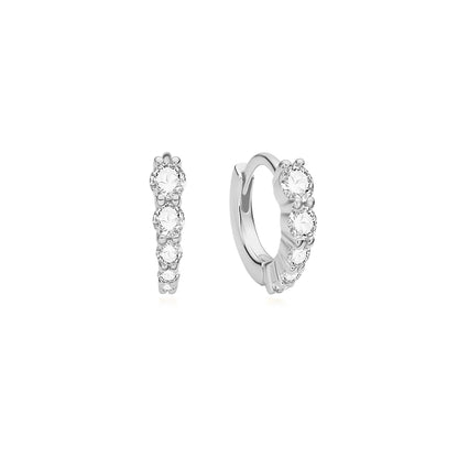 Graduated Sparkle Silver Huggie | Hoops