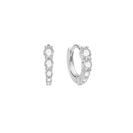 Graduated Sparkle Silver Huggie | Hoops