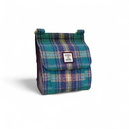 Harris Tweed Medium Satchel | Green & Purple Plaid