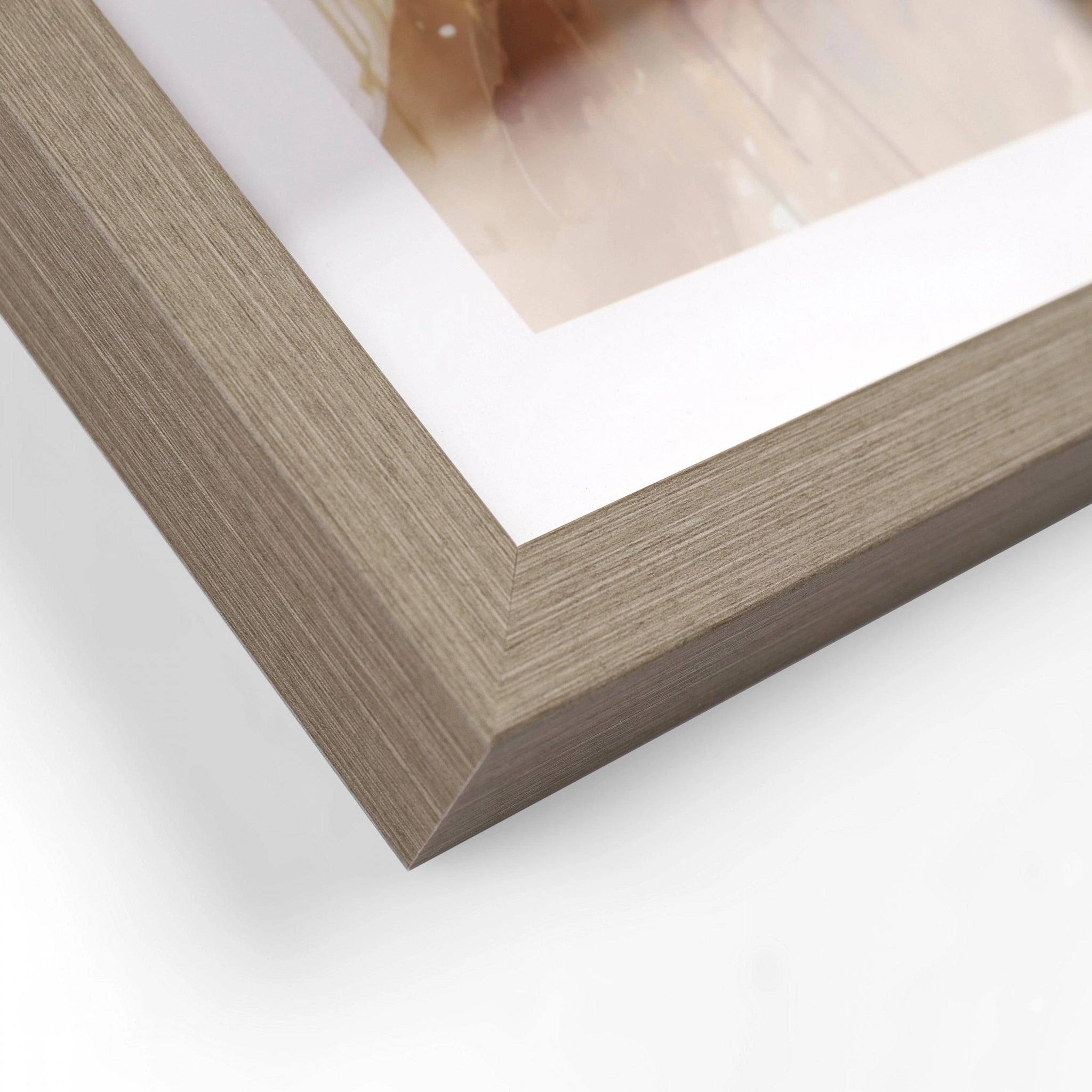 Wood effect frame corner detail