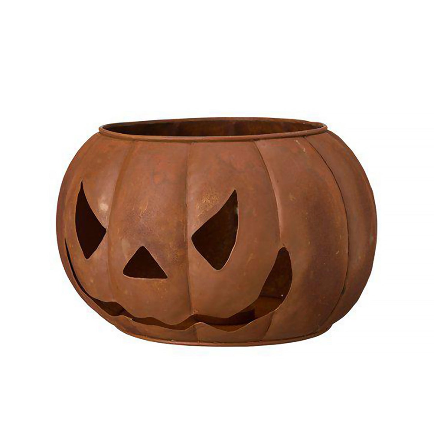 Rust coloured iron pumpkin jack'o'lantern large lantern