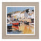 Framed canvas traditional coastal scene with broad brush strokes in a bright primary colour palette