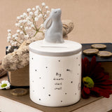 A ceramic cylinder money jar with a hare and a star design lifestyle