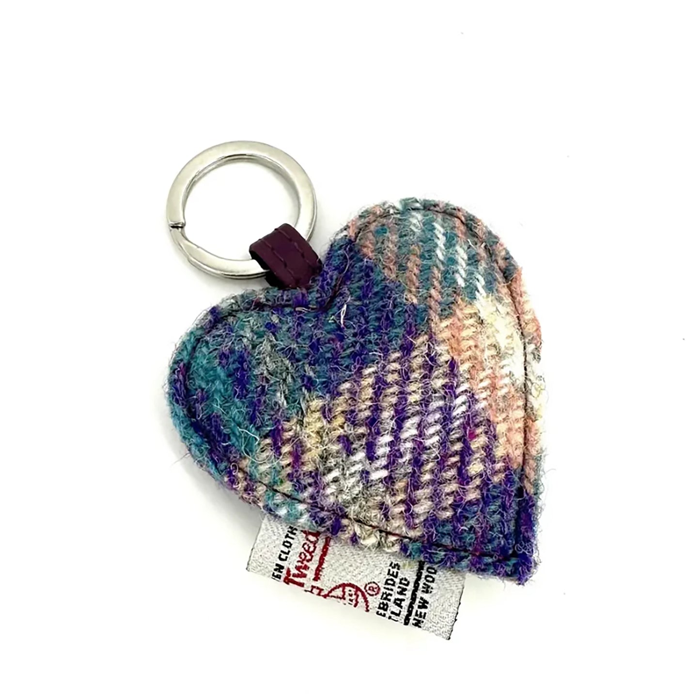 Harris Tweed Heart Keyring | Green & Purple Check