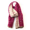 A cream and berry red scarf with small hearts