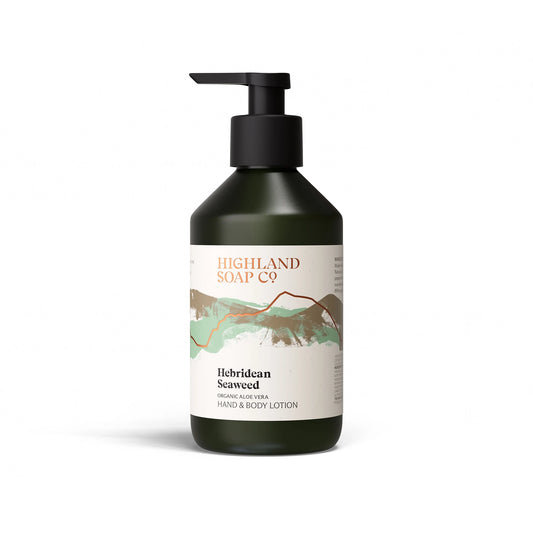 The Highland Soap Co. Hebridean seaweed scented hand and body lotion pump bottle