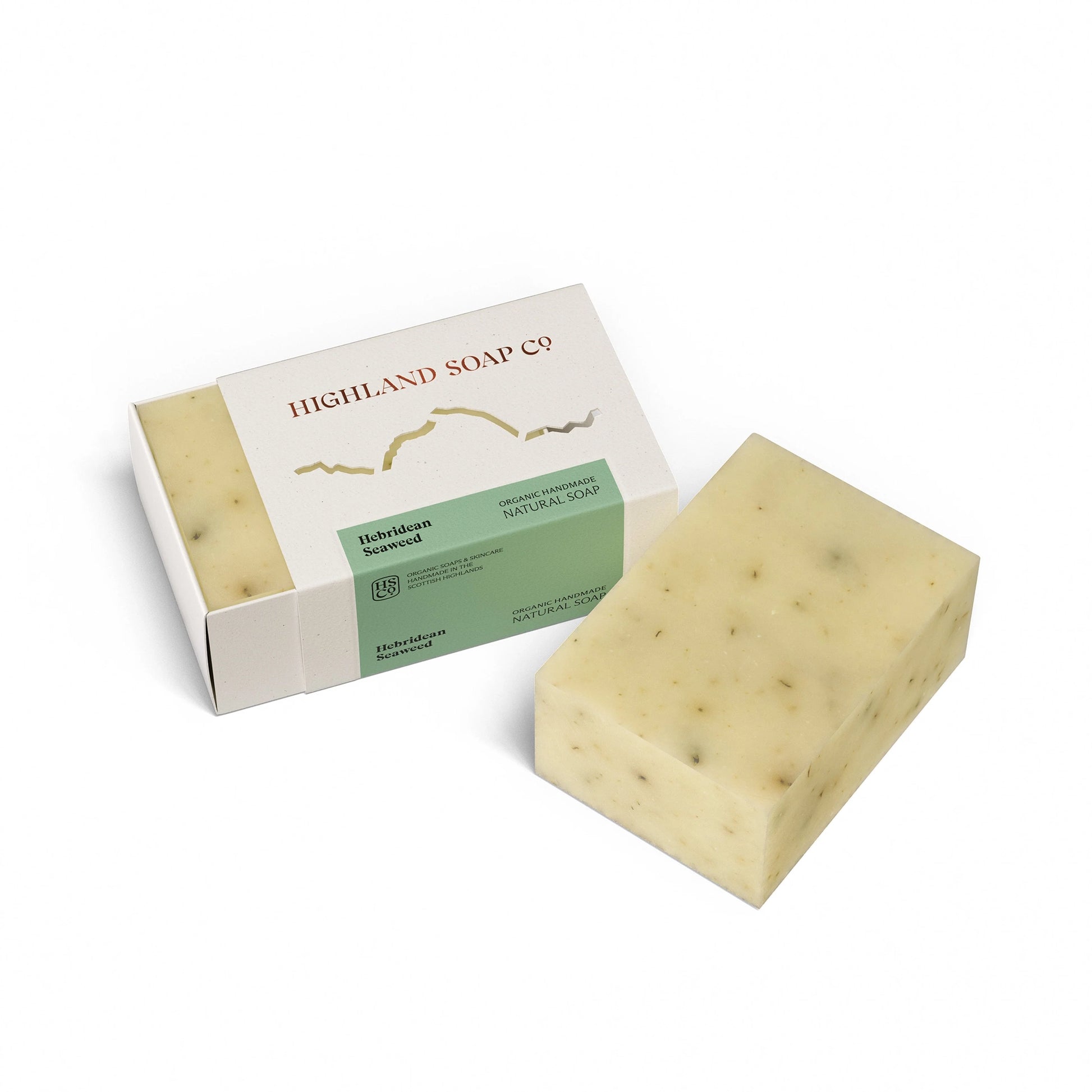 Highland Soap Co. Hebridean Seaweed scented soap bar in box packaging