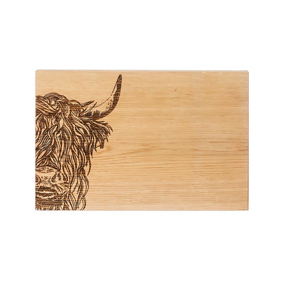 Oak Etched Serving Board | Highland Cow