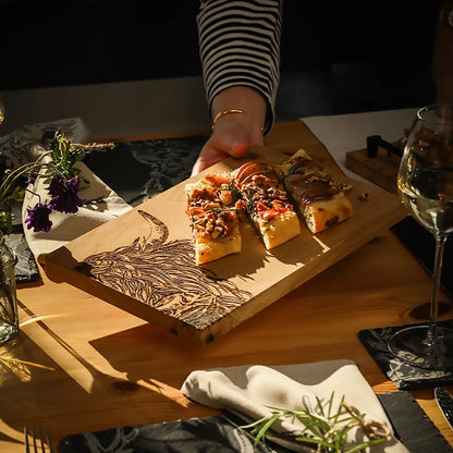 Oak Etched Serving Board | Highland Cow