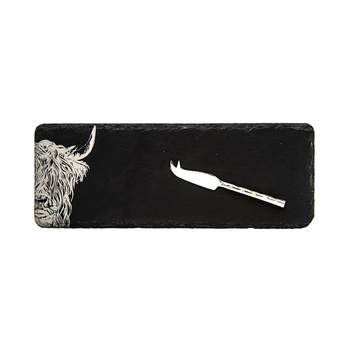 Slate Etched Cheese Board & Knife Set | Highland Cow