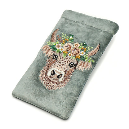 Velvet Seafoam Glasses Case | Highland Cow