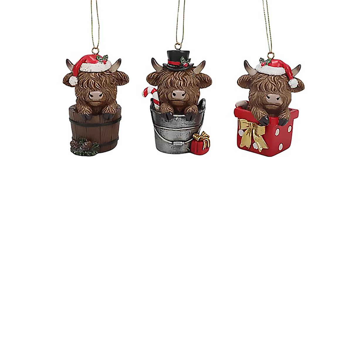 Christmas Tree Decorations | Highland Cows 3 Assorted