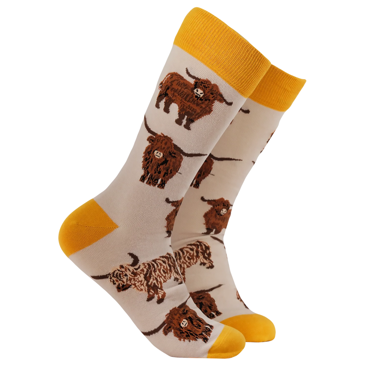 Highland Cow Socks Och Aye The Moo | Beige