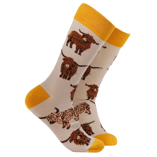 Highland Cow Socks Och Aye The Moo | Beige