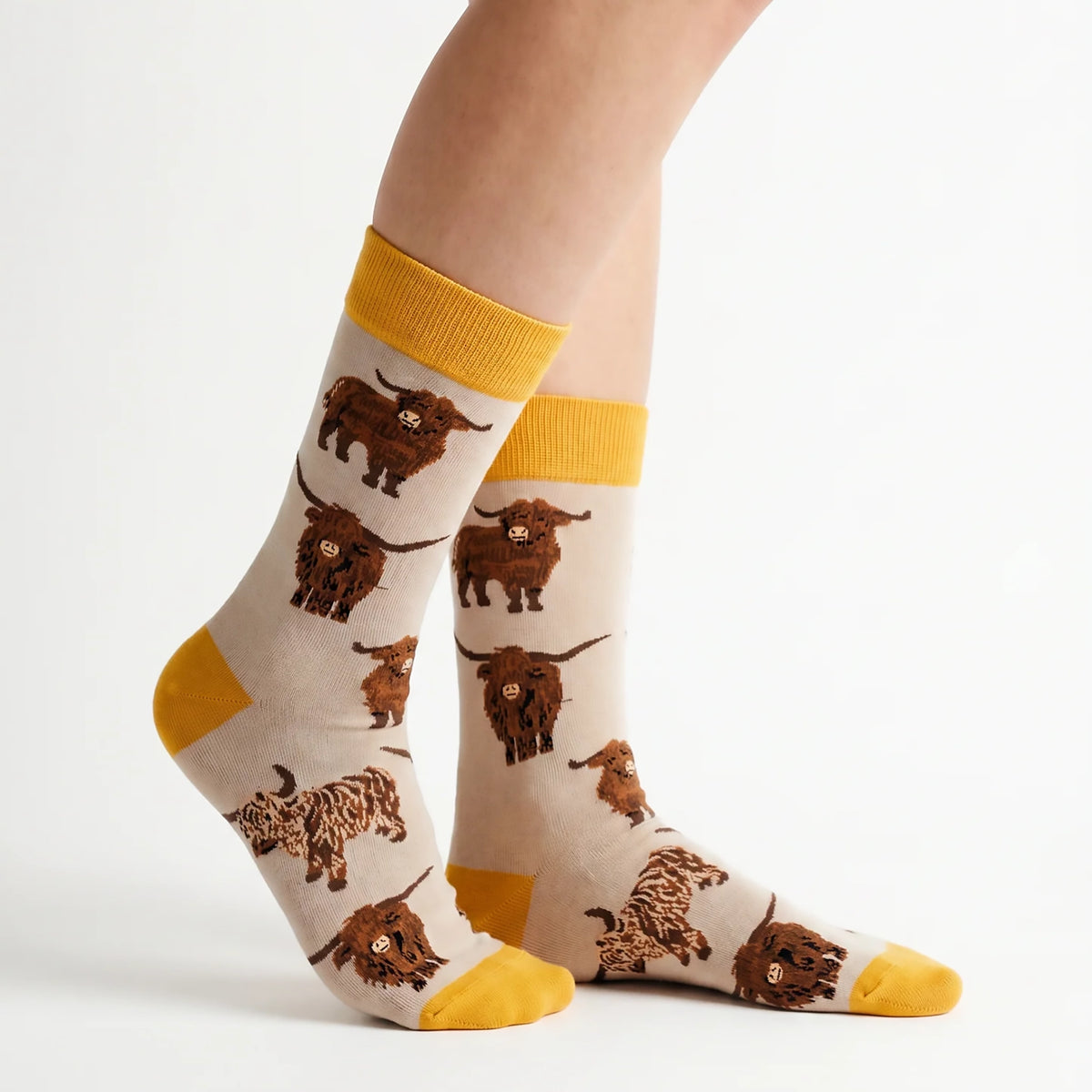 Highland Cow Socks Och Aye The Moo | Beige