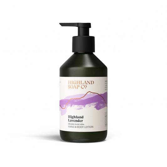 The Highland Soap Co. Highland lavender scented hand and body lotion pump bottle