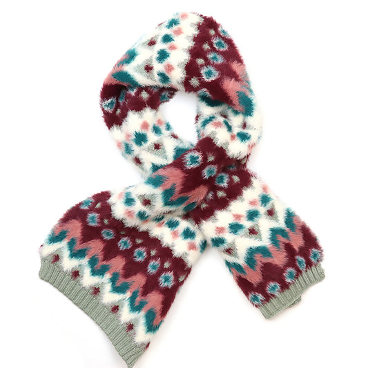 Imogen Fluffy Pull-Through Scarf | Duck Egg & Wine