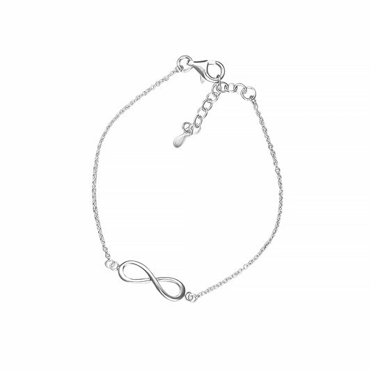 A silver bracelet with an infinity symbol charm