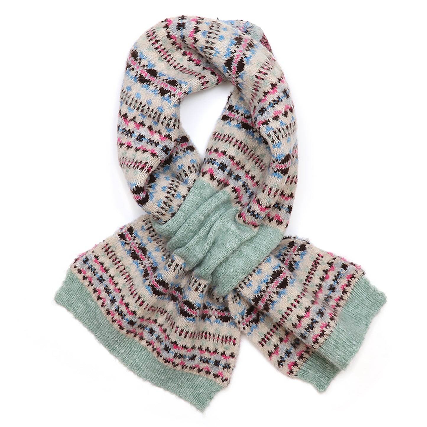 Iris Pull-Through Scarf | Mint & Oatmeal