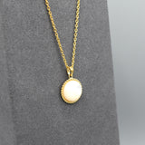 Yellow Gold Round Mother of Pearl Pendant