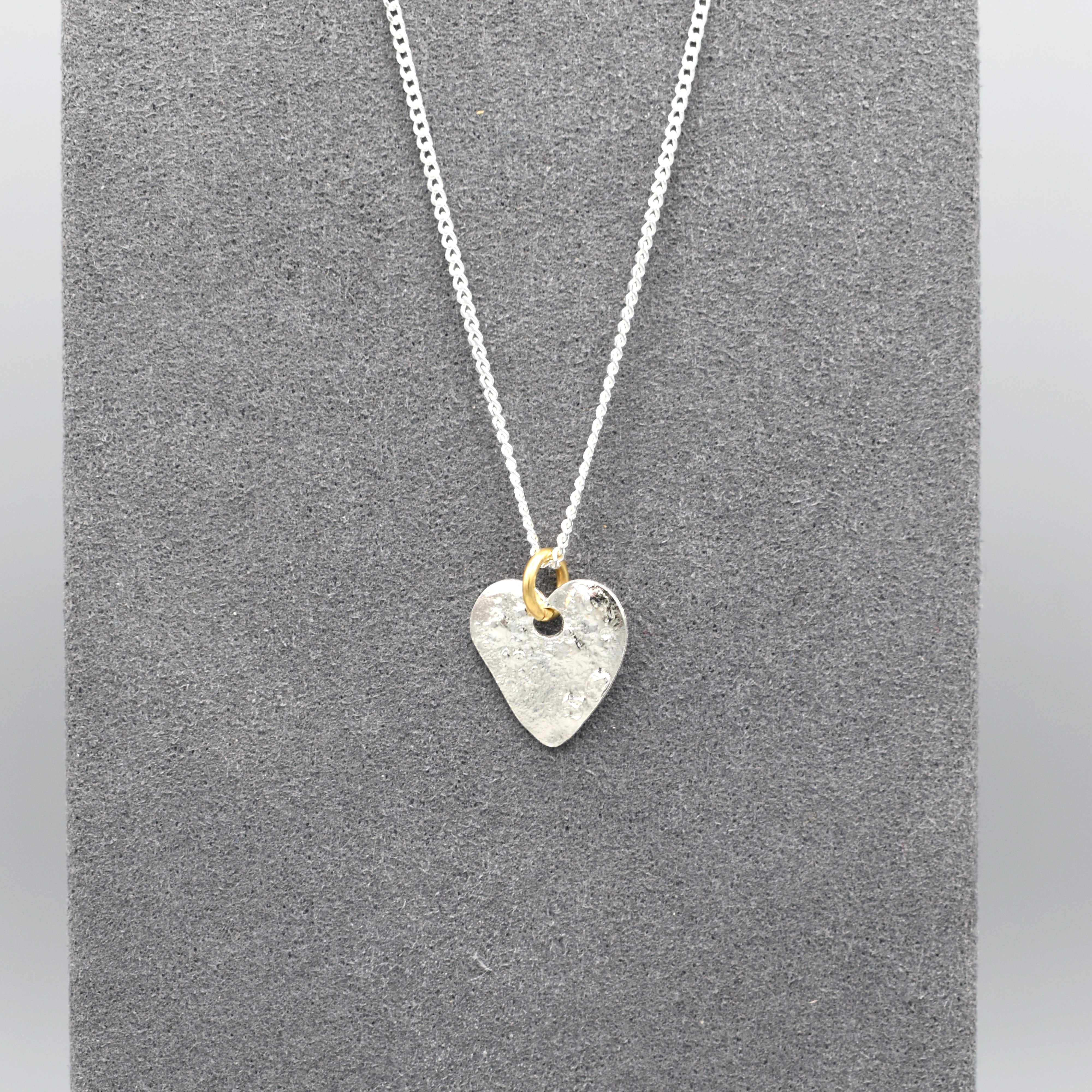 Silver Hammered Heart Pendant