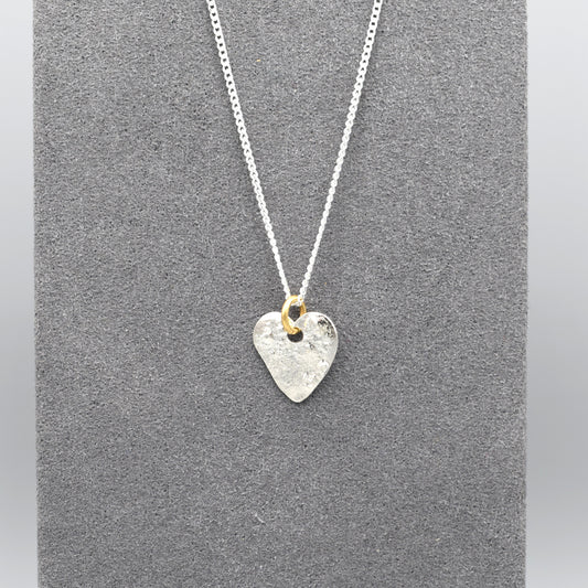 Silver Hammered Heart Pendant