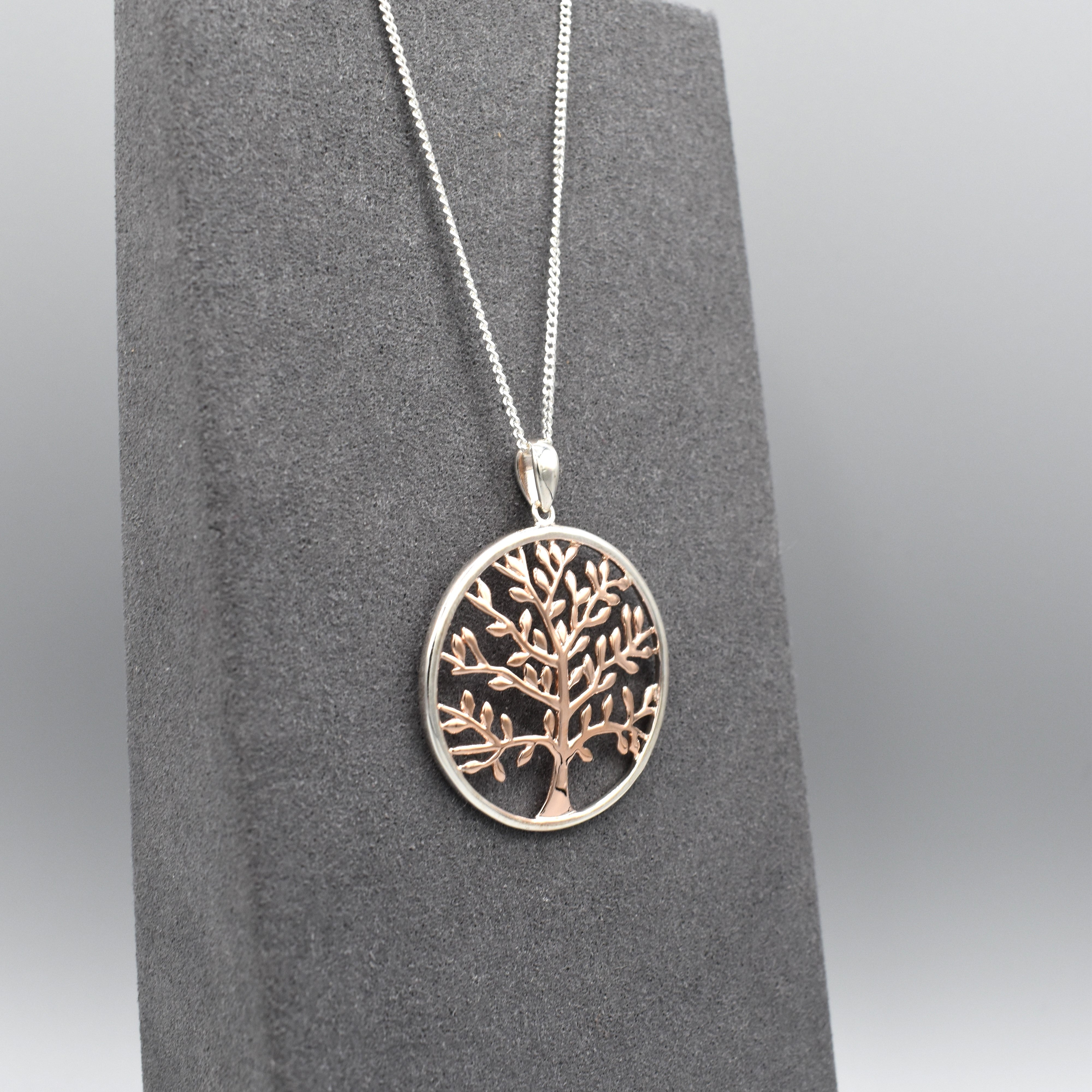 Silver & Rose Gold Tree of Life Pendant