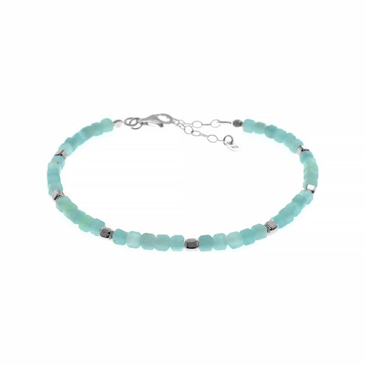 Turquoise amazonite beaded bracelet with silver clasp