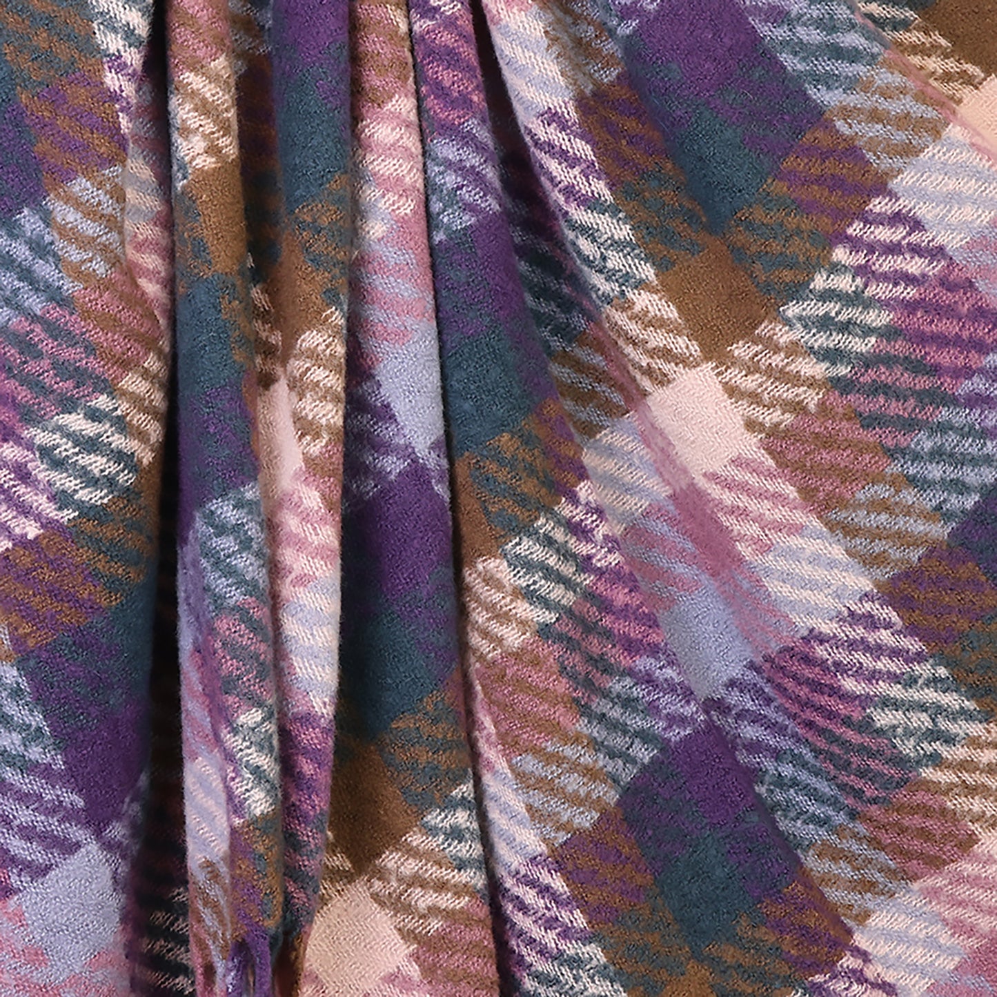 Jessica Check Weave Scarf | Navy, Mauve & Brown
