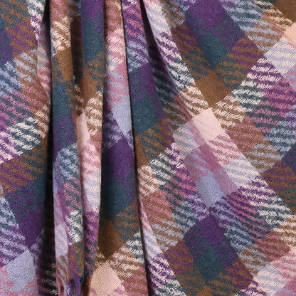 Jessica Check Weave Scarf | Navy, Mauve & Brown