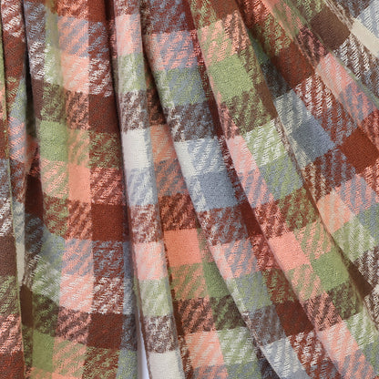 Jessica Check Weave Scarf | Salmon, Sage & Brown