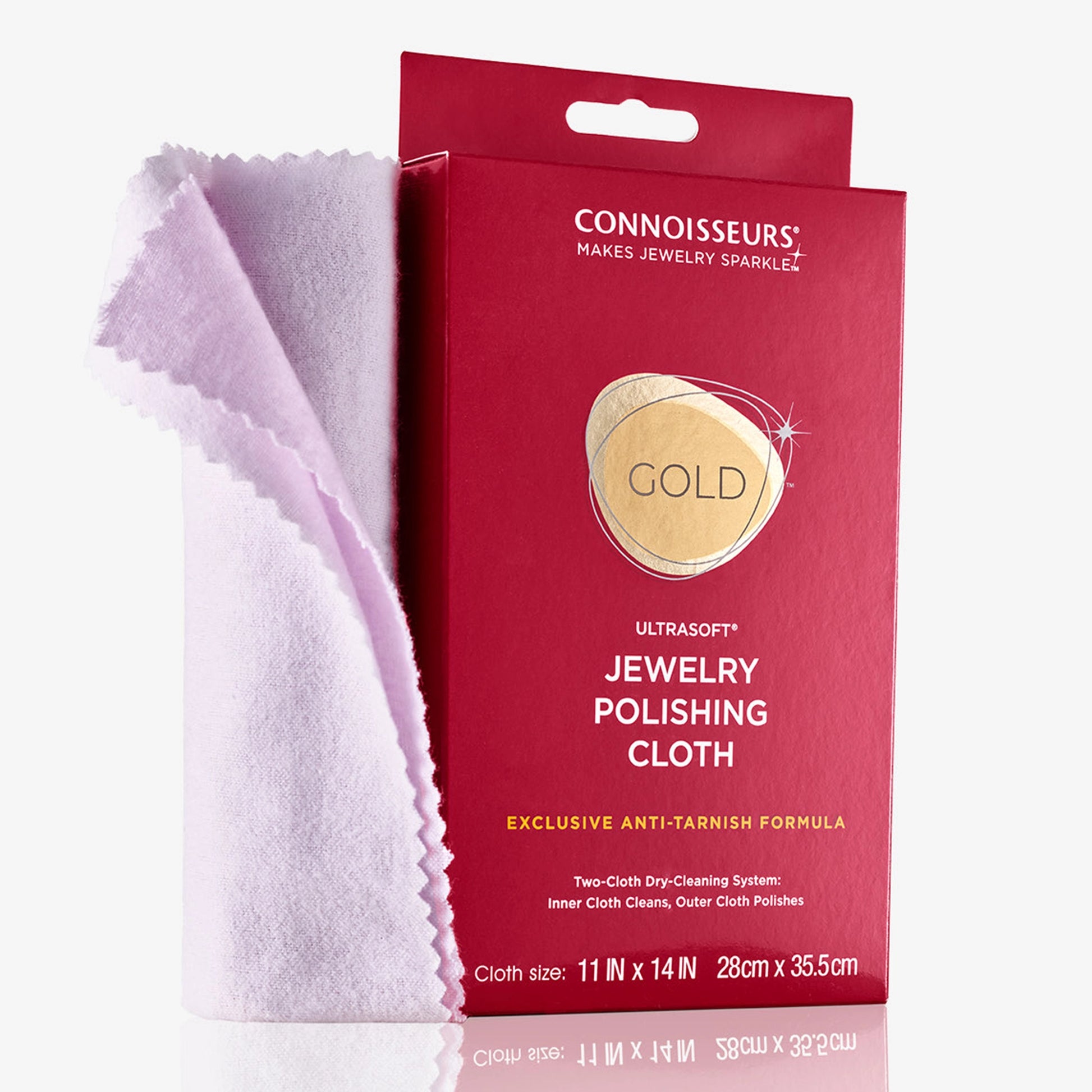 A two layer jewellery polishing cloth for gold and platinum jewellery