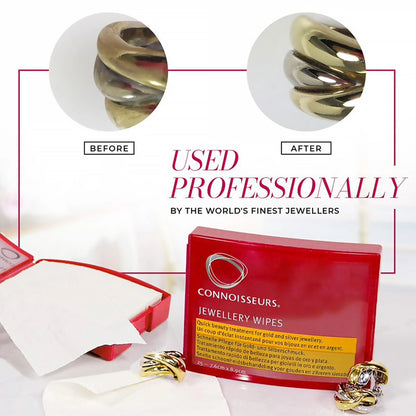 A box of jewellery wipes with before and after shots