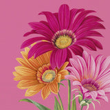 Pink paper napkins featuring pink and orange gerbera daisies