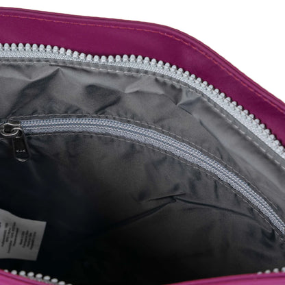 Burgundy Nylon crossbody bag with grey cotton interior