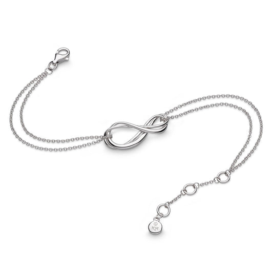A silver double strand infinity symbol bracelet