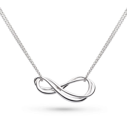 A silver double strand infinity symbol necklace