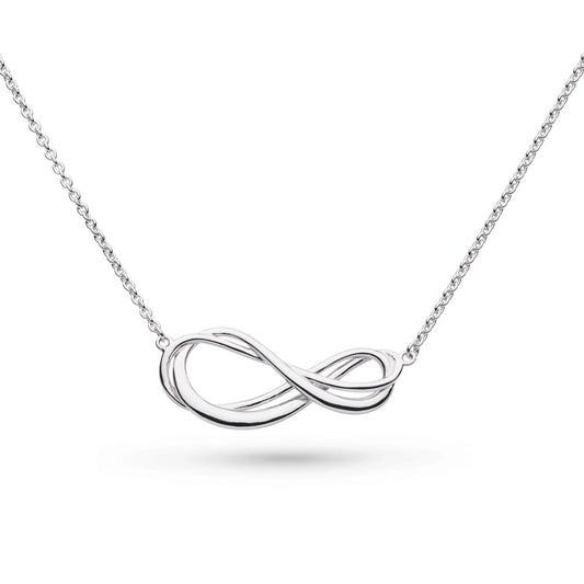 A silver double strand infinity symbol necklace