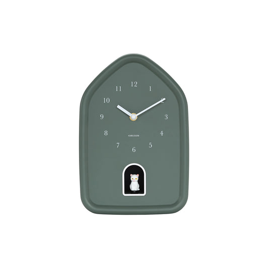 Kitty Meowing Wall Clock | Jungle Green