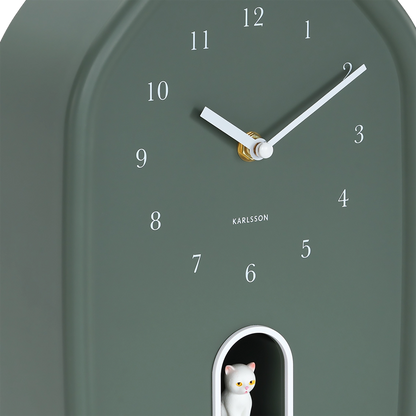 Kitty Meowing Wall Clock | Jungle Green