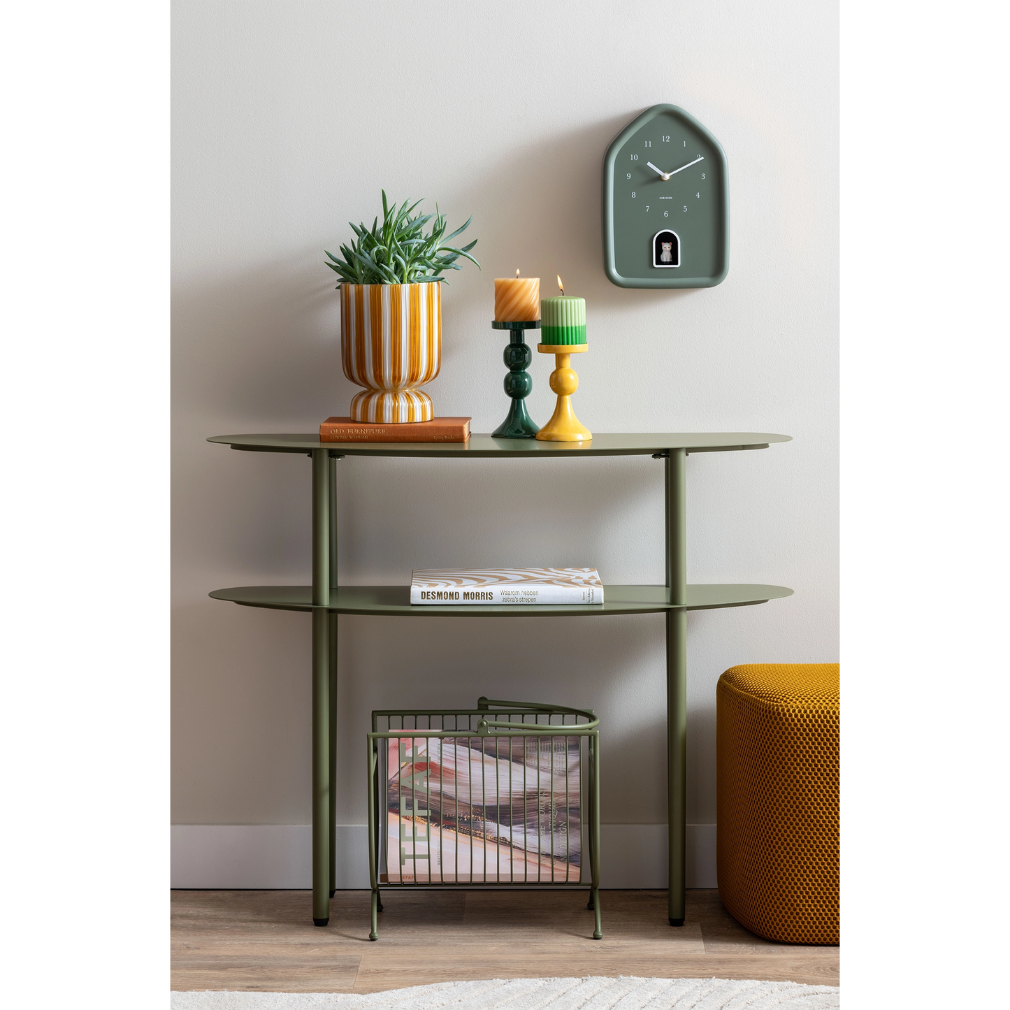 Kitty Meowing Wall Clock | Jungle Green