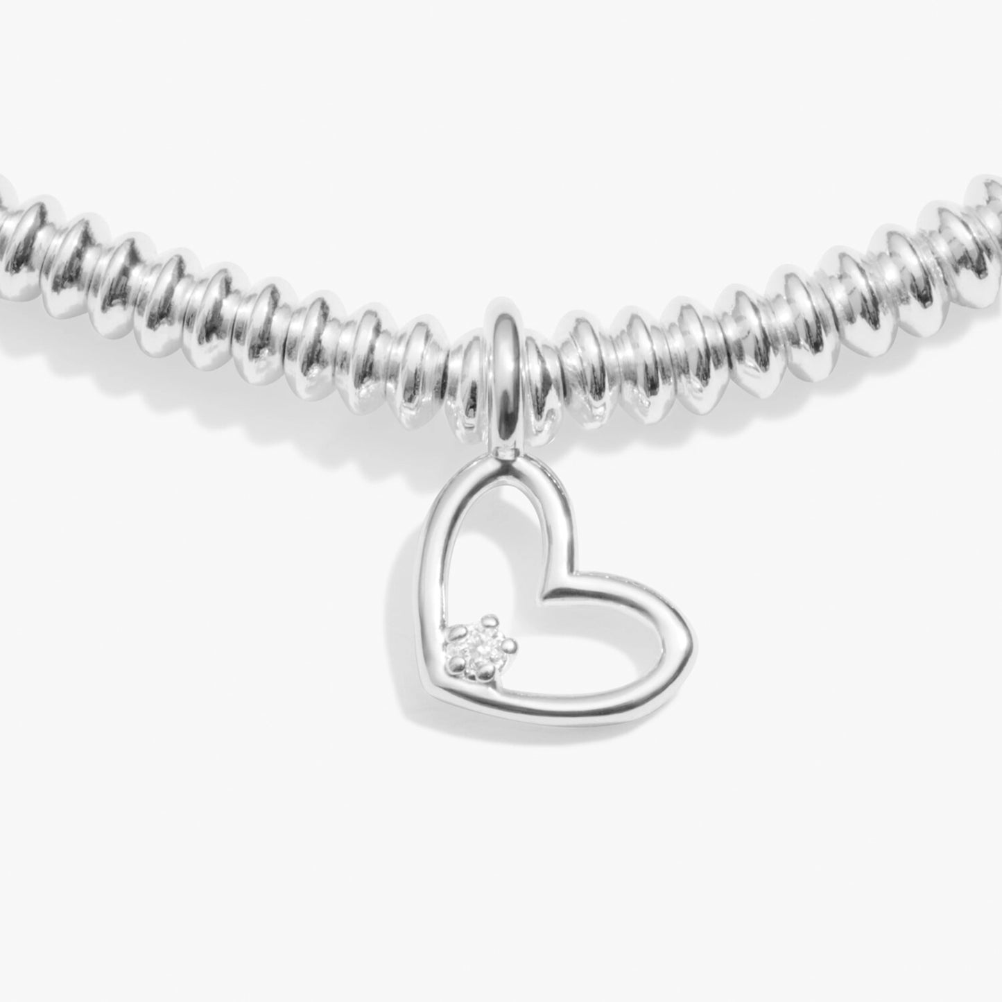 Silver bracelet with heart charm set with a lab grown diamond detail