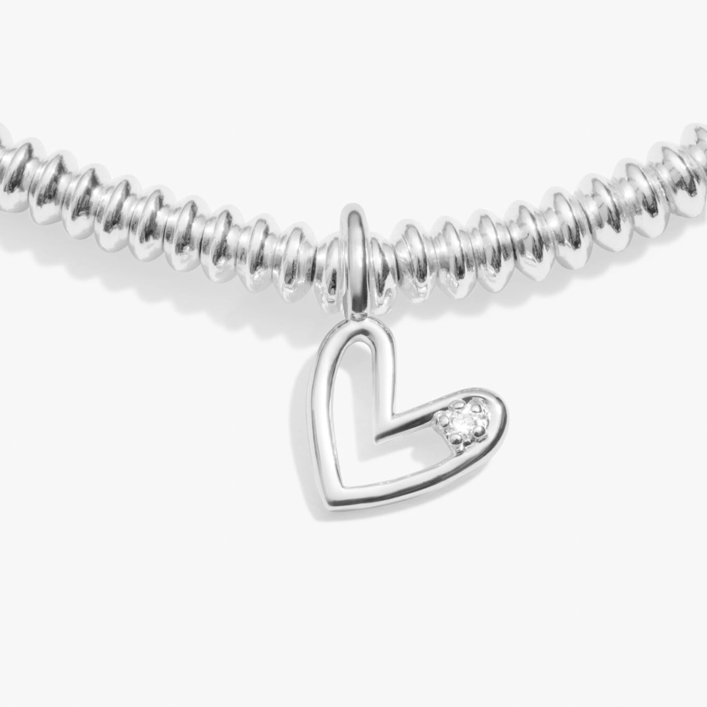 Silver bracelet with heart charm set with a lab grown diamond detail