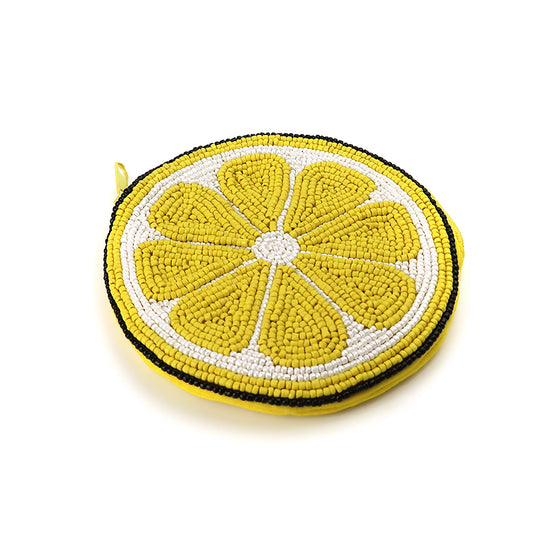 Beaded Zip Purse | Lemon