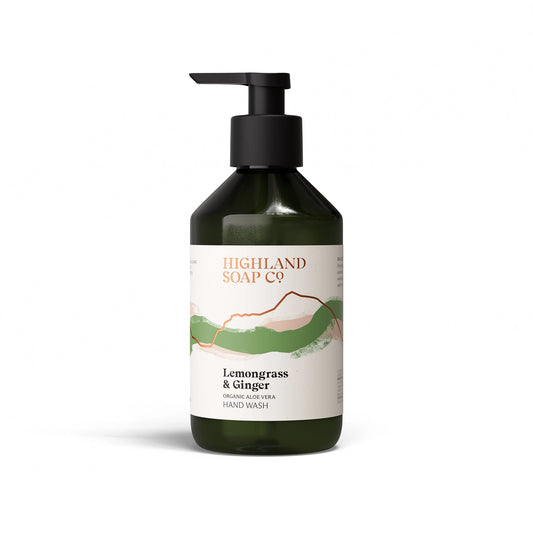 The Highland Soap Co. lemongrass and ginger scented liquid hand wash pump bottle