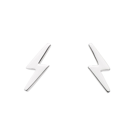 A pair of silver lightning bolt shaped stud earrings